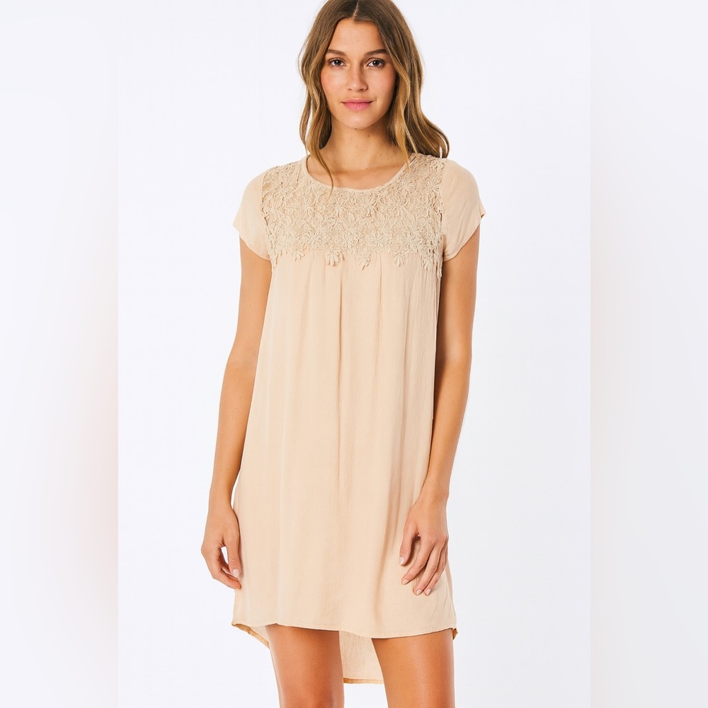 Bailey Blue Beige Lace Dress, Size Small